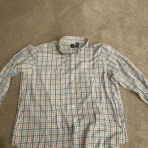 Dockers Men's Blue and Orange Plaid Shirt